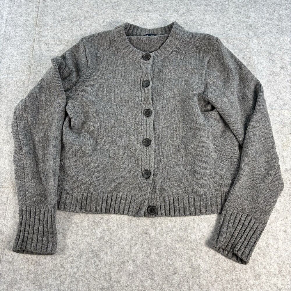 Gap Mens Medium Gray 100% Wool Cashsoft Crew Button Front Cardigan Sweater